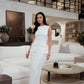 Linen Bloom white long skirt